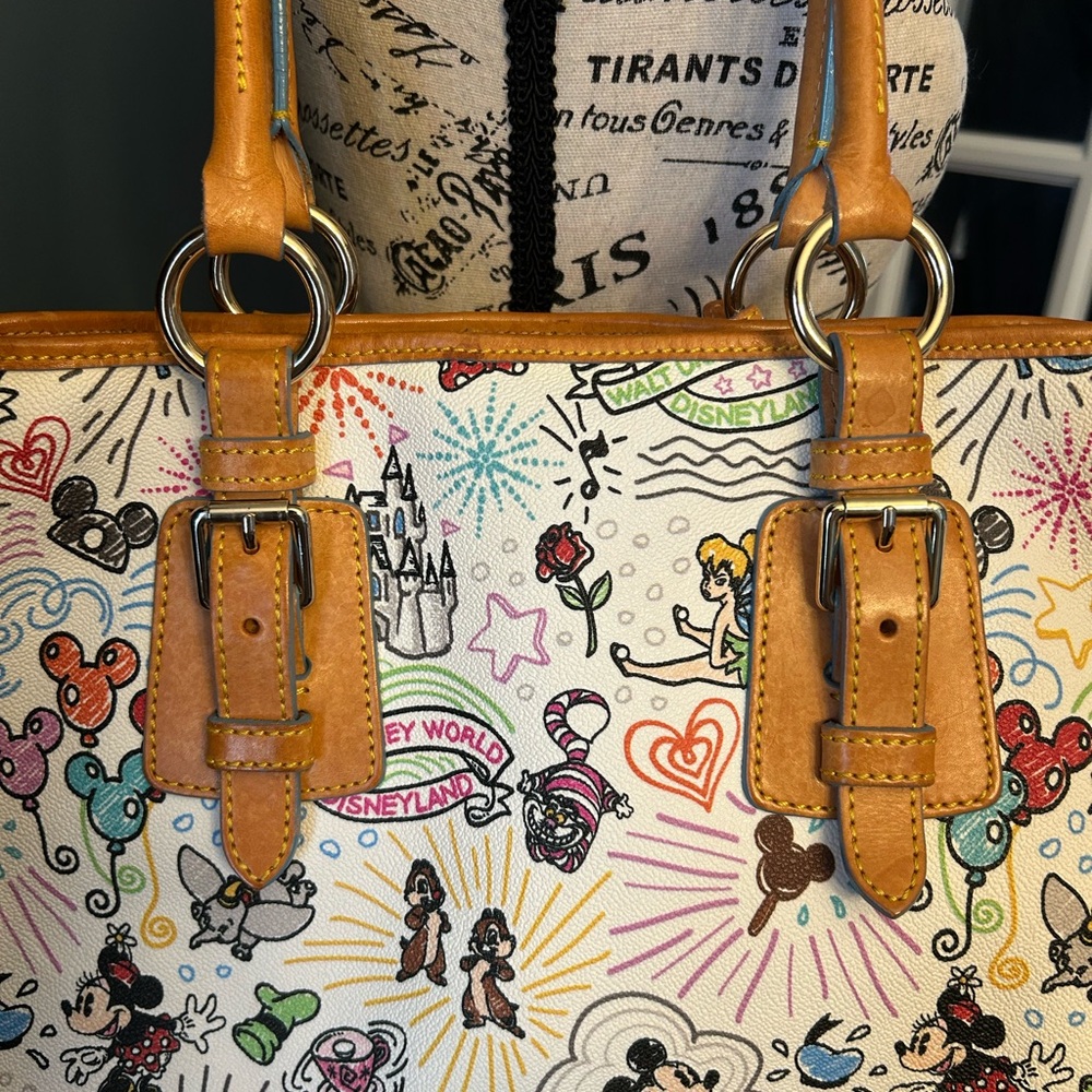 Disney Dooney & Bourke Multi Character Tote with Brown Handles - Picture 6 of 11